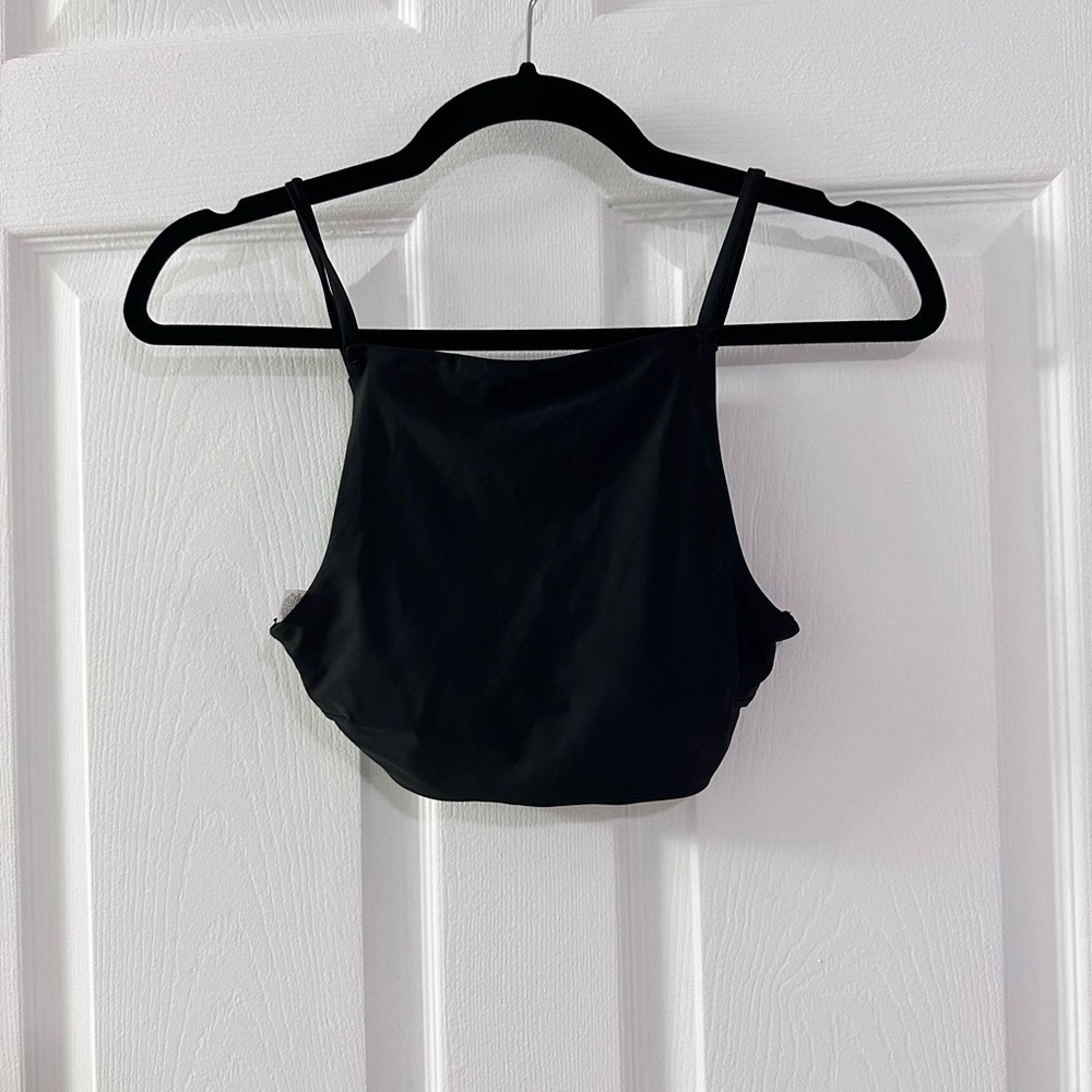 Aerie Black Sleeveless Crop Bikini Top